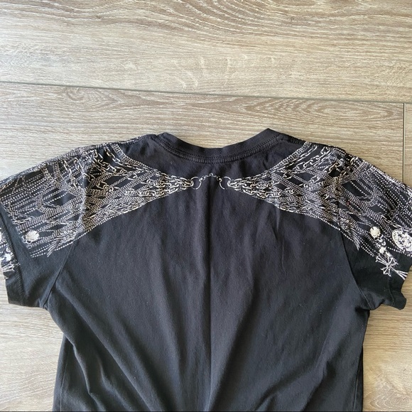 Affliction Chains Print Ruched Braided Back Tunic Top - Picture 11 of 16